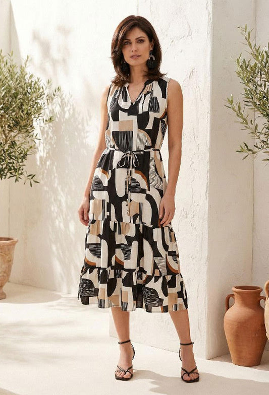 Urban Abstract Geo Midi Dress